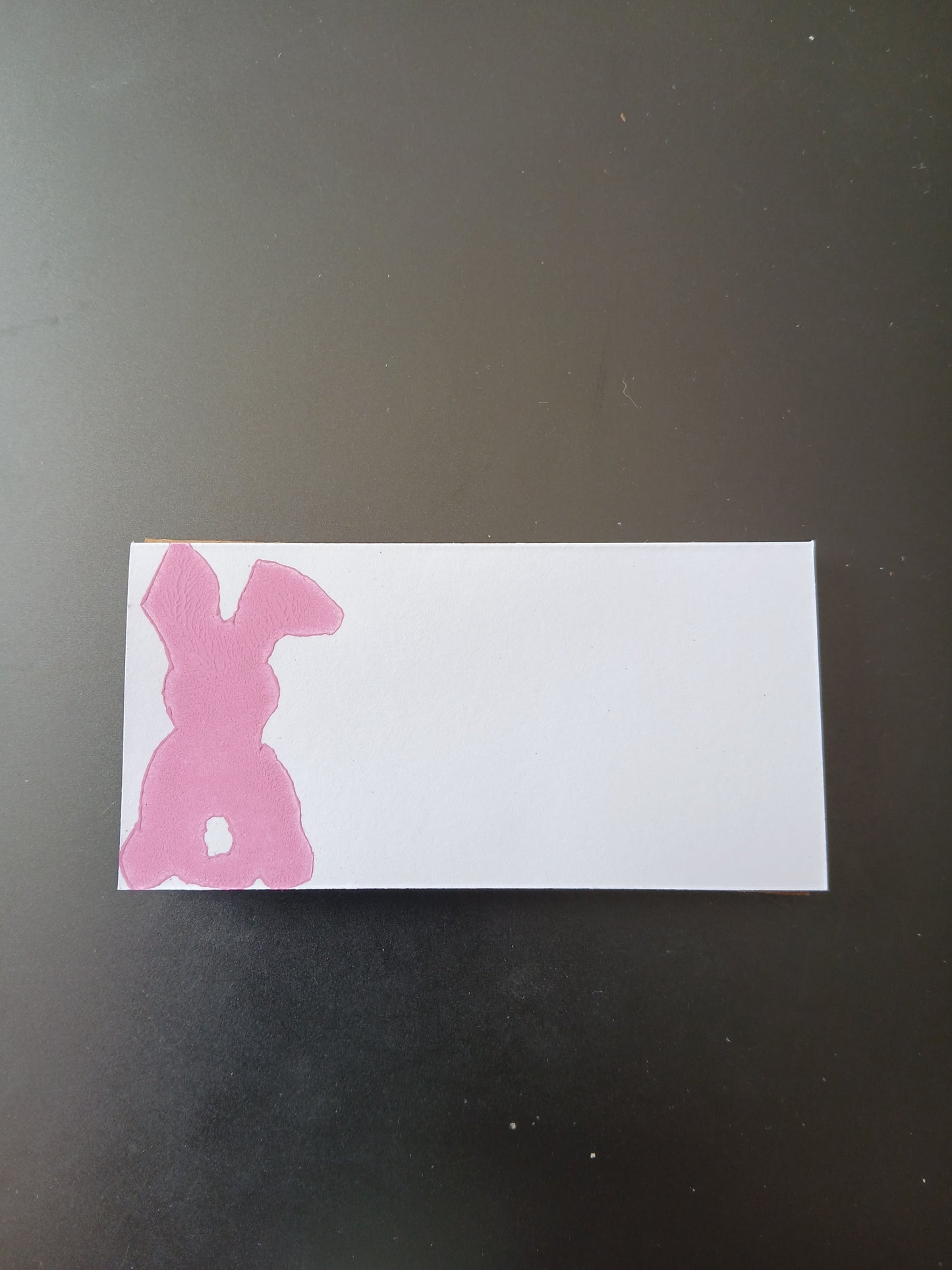 Bunny in Pink on rectangle white place card