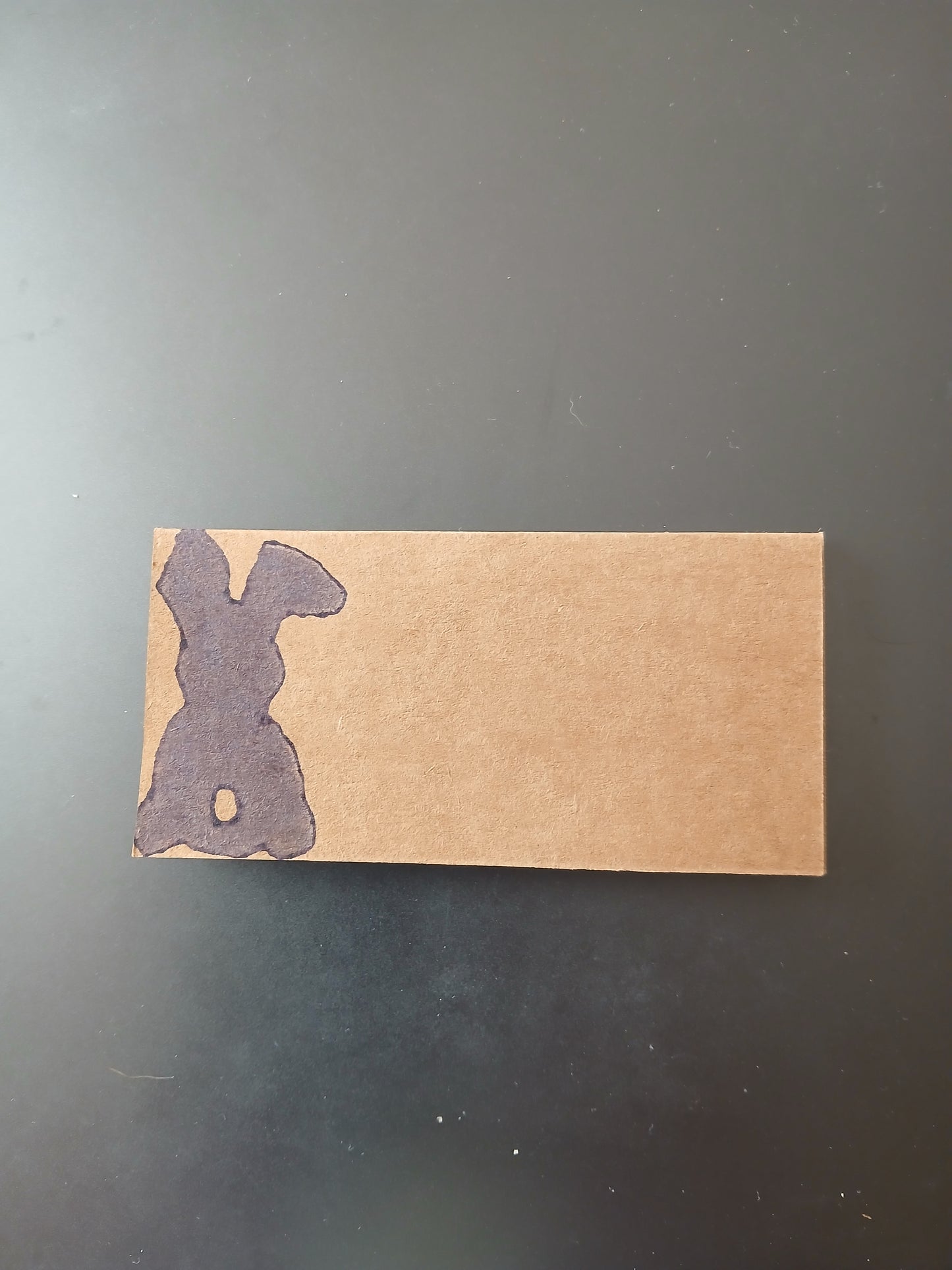 Bunny in Purple on rectangle brown place card