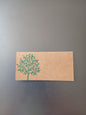 Indian Tree in Teal on rectangle brown place card