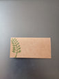 Indian Curved Leaf in Green on rectangle brown place card