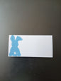 Bunny in Blue on rectangle white place card