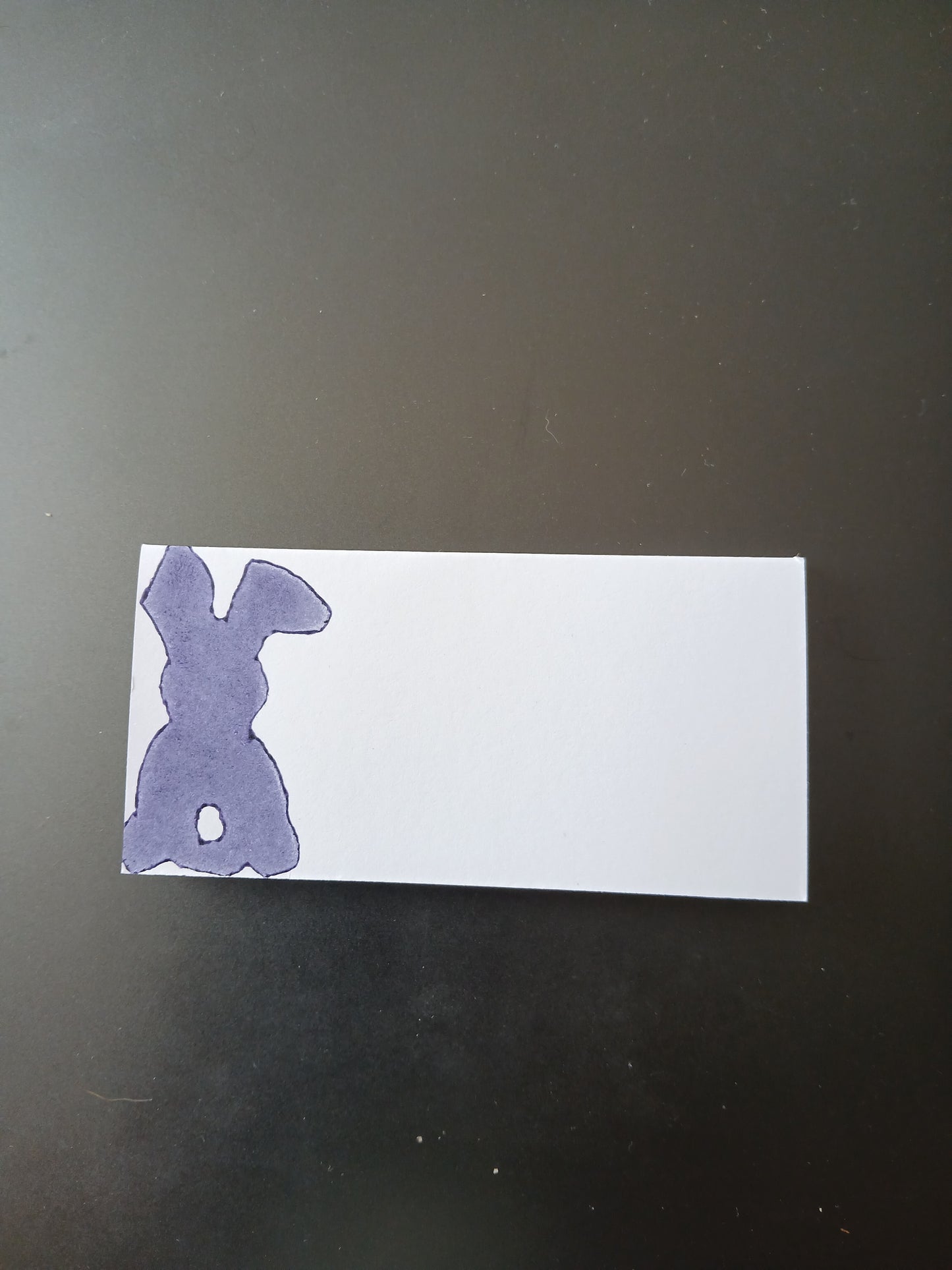 Bunny in Purple on rectangle white place card