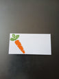 Carrot in Orange & Green on rectangle white place card