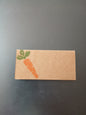 Carrot in Orange & Green on rectangle brown place card