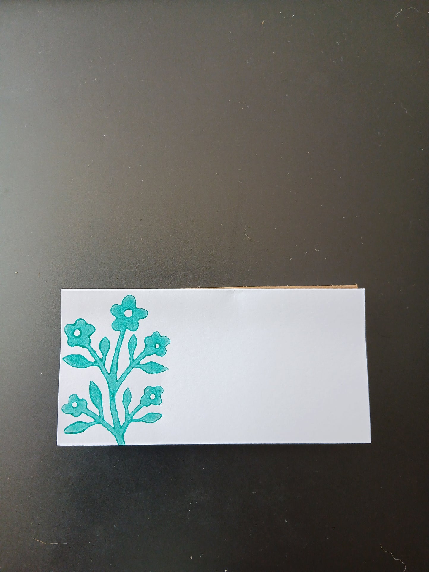 Flower Bunch in Teal on rectangle white place card