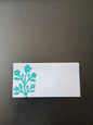 Flower Bunch in Teal on rectangle white place card