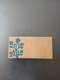 Flower Bunch in Brilliant Blue on rectangle brown place card