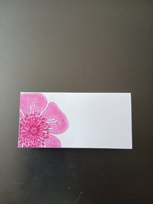 Dog Rose in Pink & Raspberry on rectangle white place card
