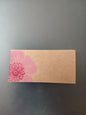 Dog Rose in Pink & Raspberry on rectangle brown place card