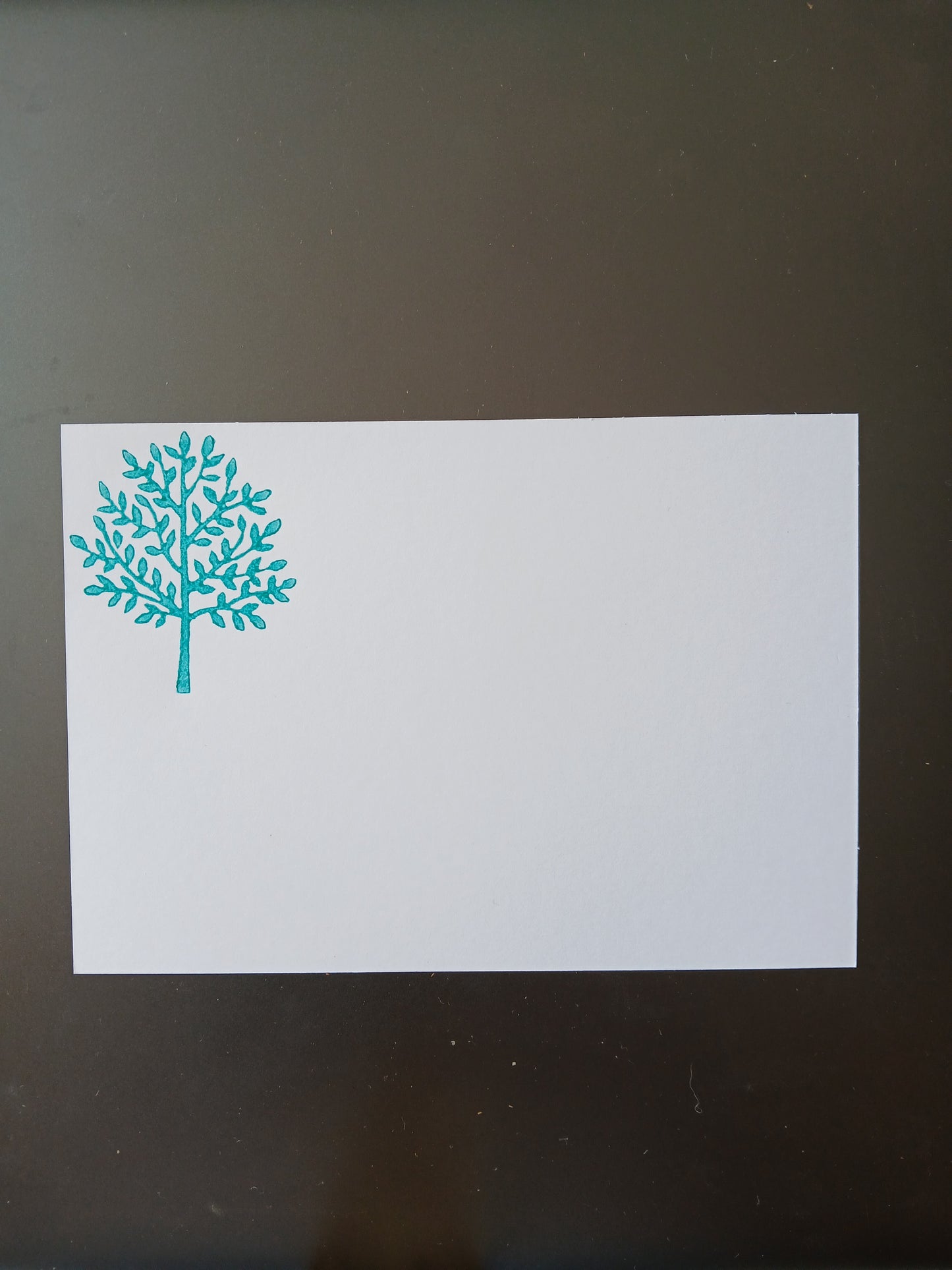 Indian Tree in Teal on white notelet