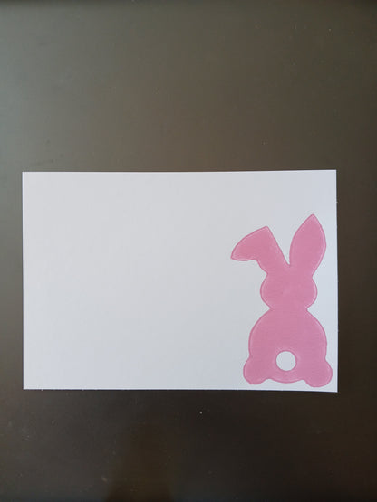 Bunny in Pink on white notelet