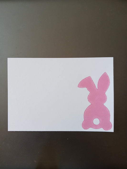 Bunny in Pink on white notelet
