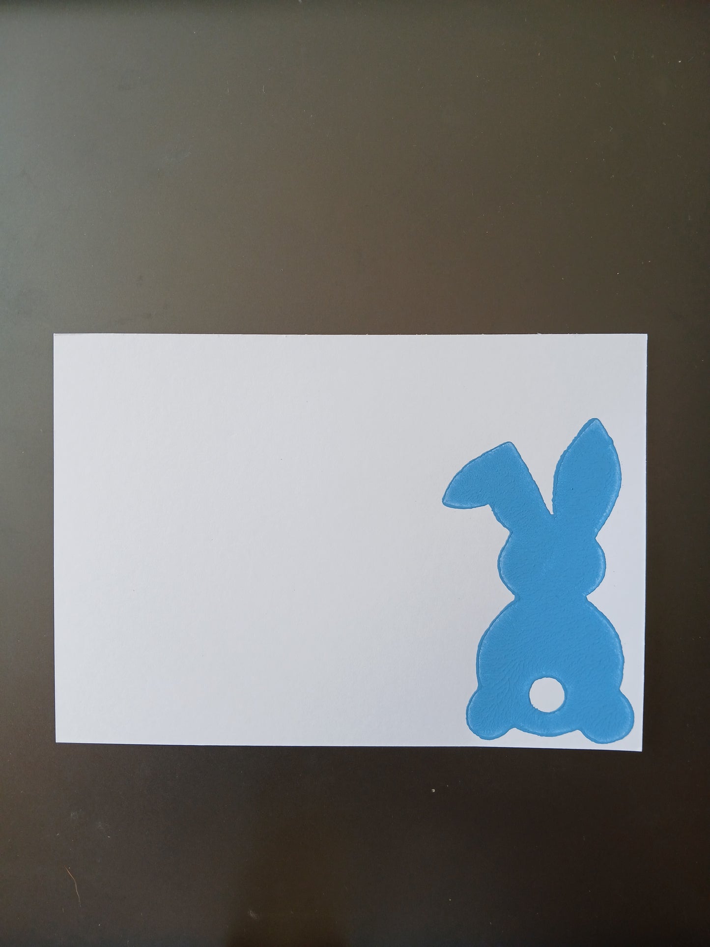 Bunny in Blue on white notelet