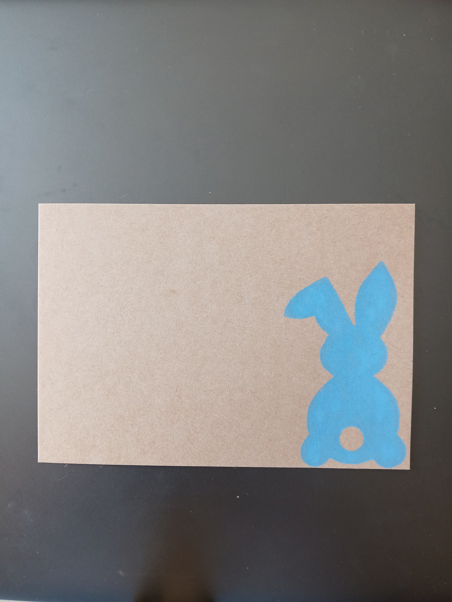 Bunny in Blue on brown notelet