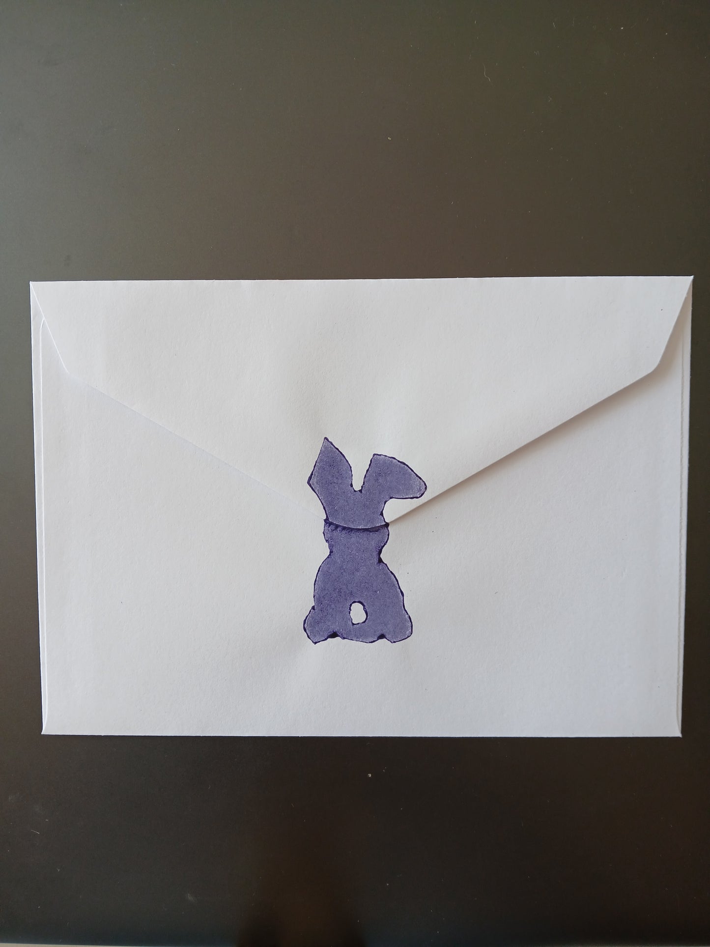 Bunny in Purple on white notelet