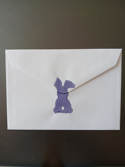 Bunny in Purple on white notelet