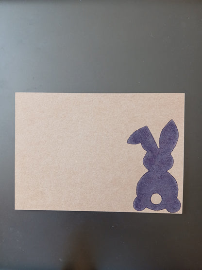Bunny in Purple on brown notelet