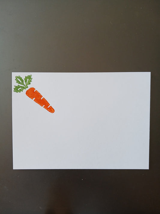 Carrot in Orange & Green on white notelet