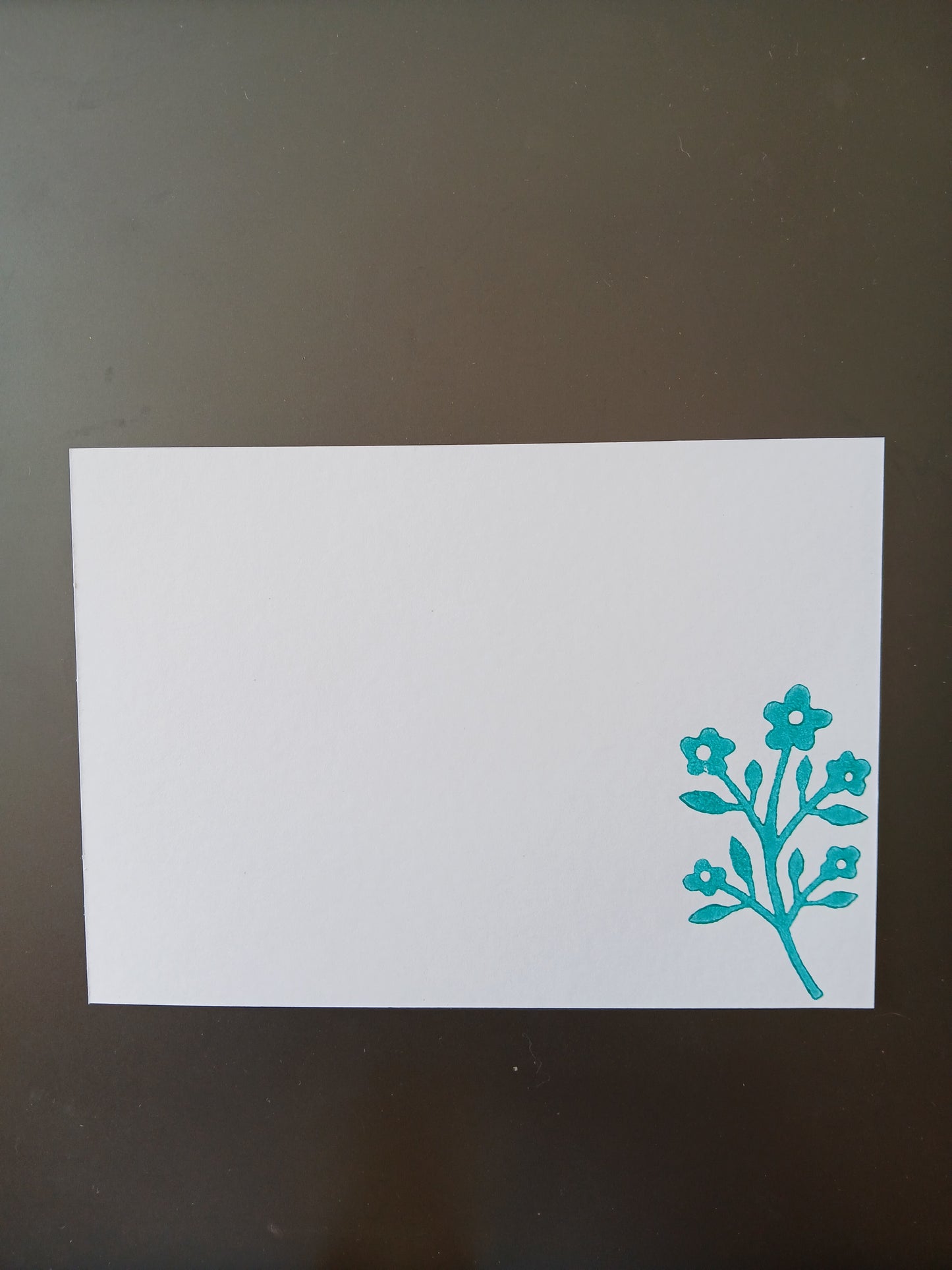 Flower Bunch in Teal on white notelet
