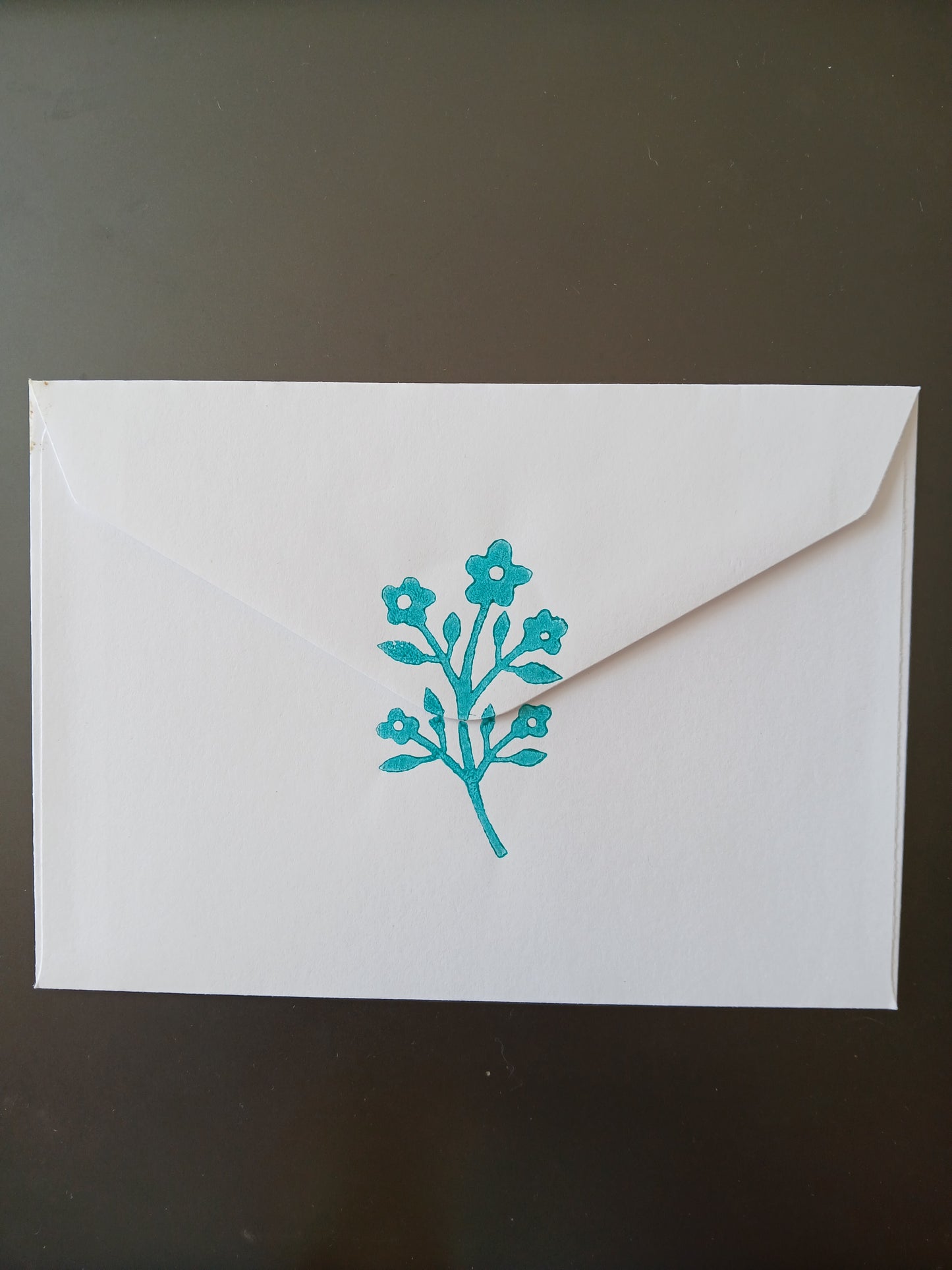 Flower Bunch in Teal on white notelet