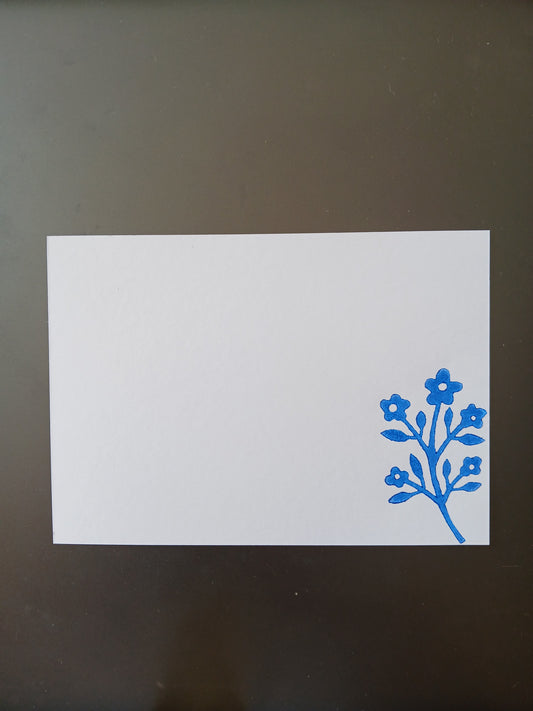 Flower Bunch in Blue on white notelet