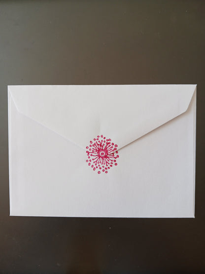 Dog Rose in Pink & Raspberry on white notelet