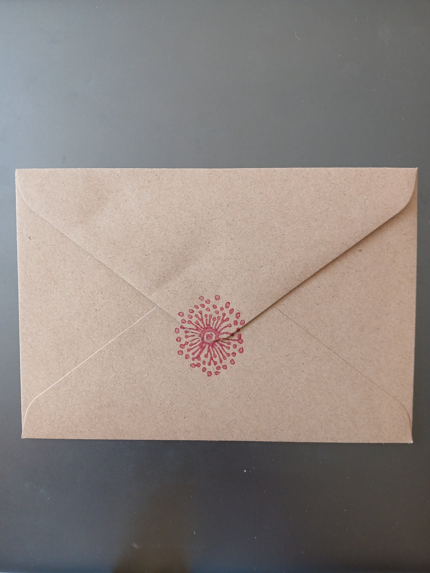 Dog Rose in Pink & Raspberry on brown notelet