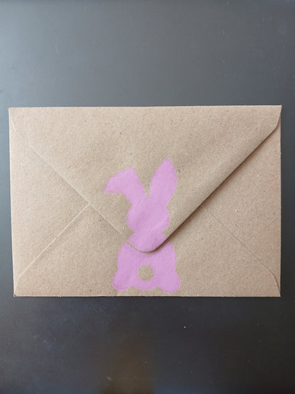 Bunny in Pink on brown notelet