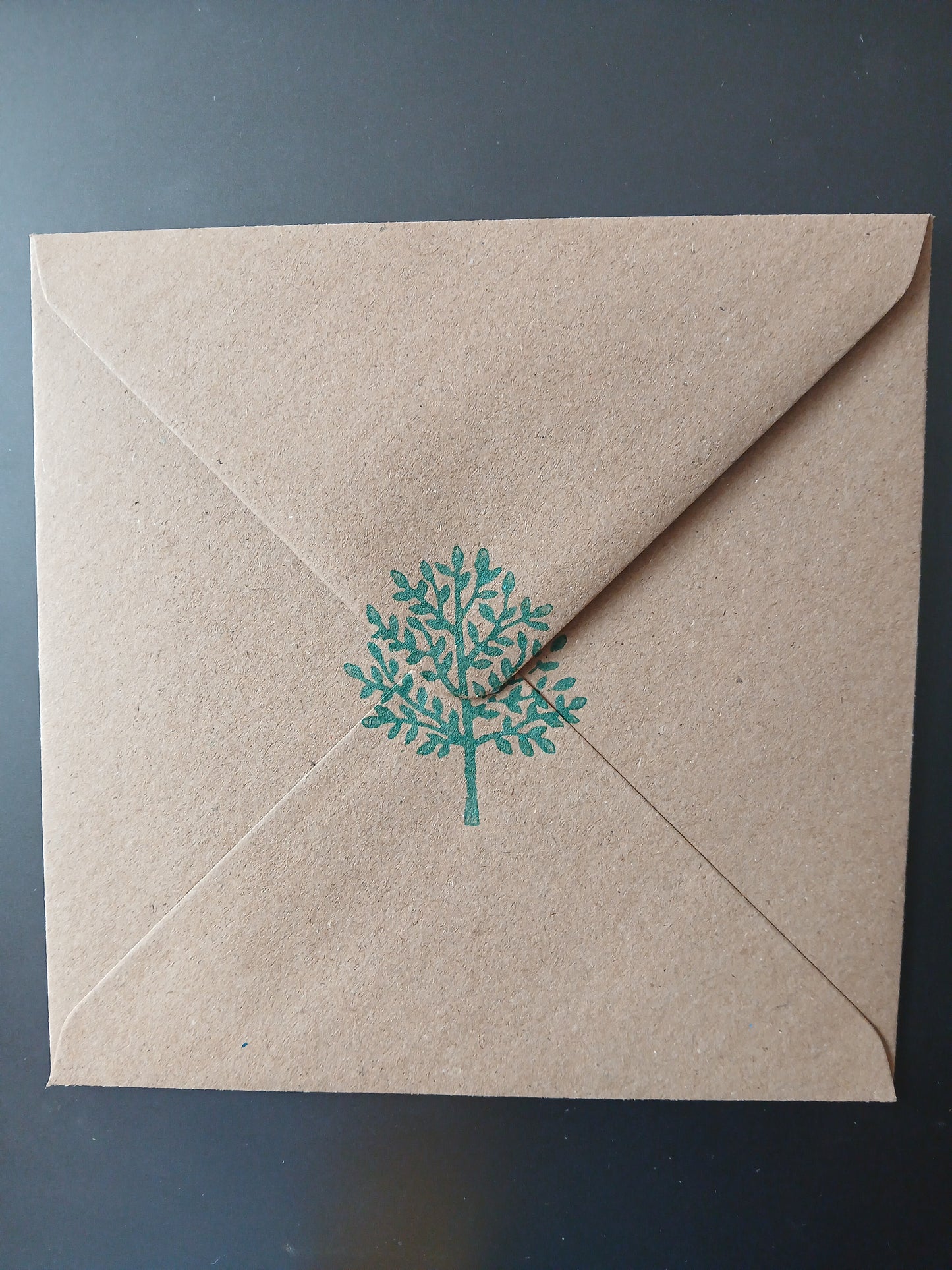 Indian Tree in Teal & Bronze on brown card