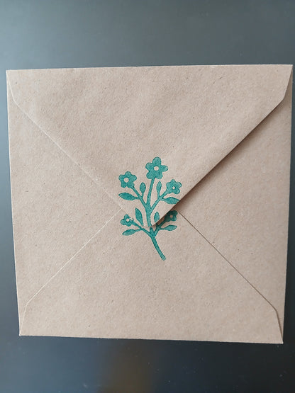 Flower Bunch in Teal & Brilliant Blue on brown card
