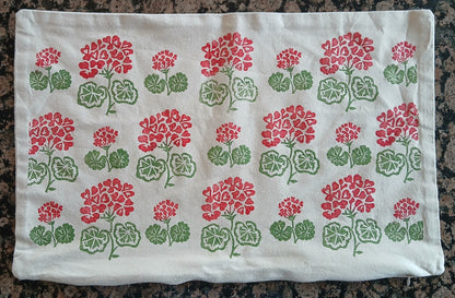 Geraniums Style 1 in Red & Green cushion cover