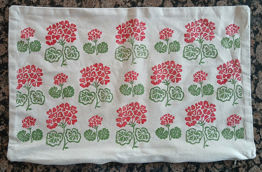Geraniums Style 1 in Red & Green cushion cover