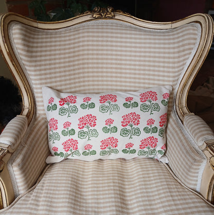 Geraniums Style 1 in Red & Green cushion cover