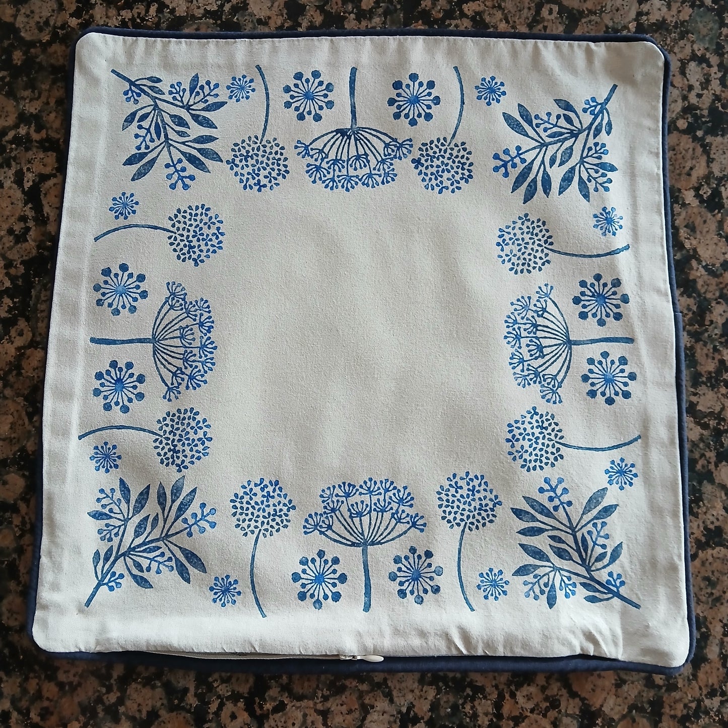 Seeds in mixed Blues cushion cover