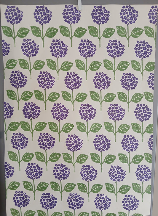 Hydrangeas Style 1 in purple & green wrapping paper