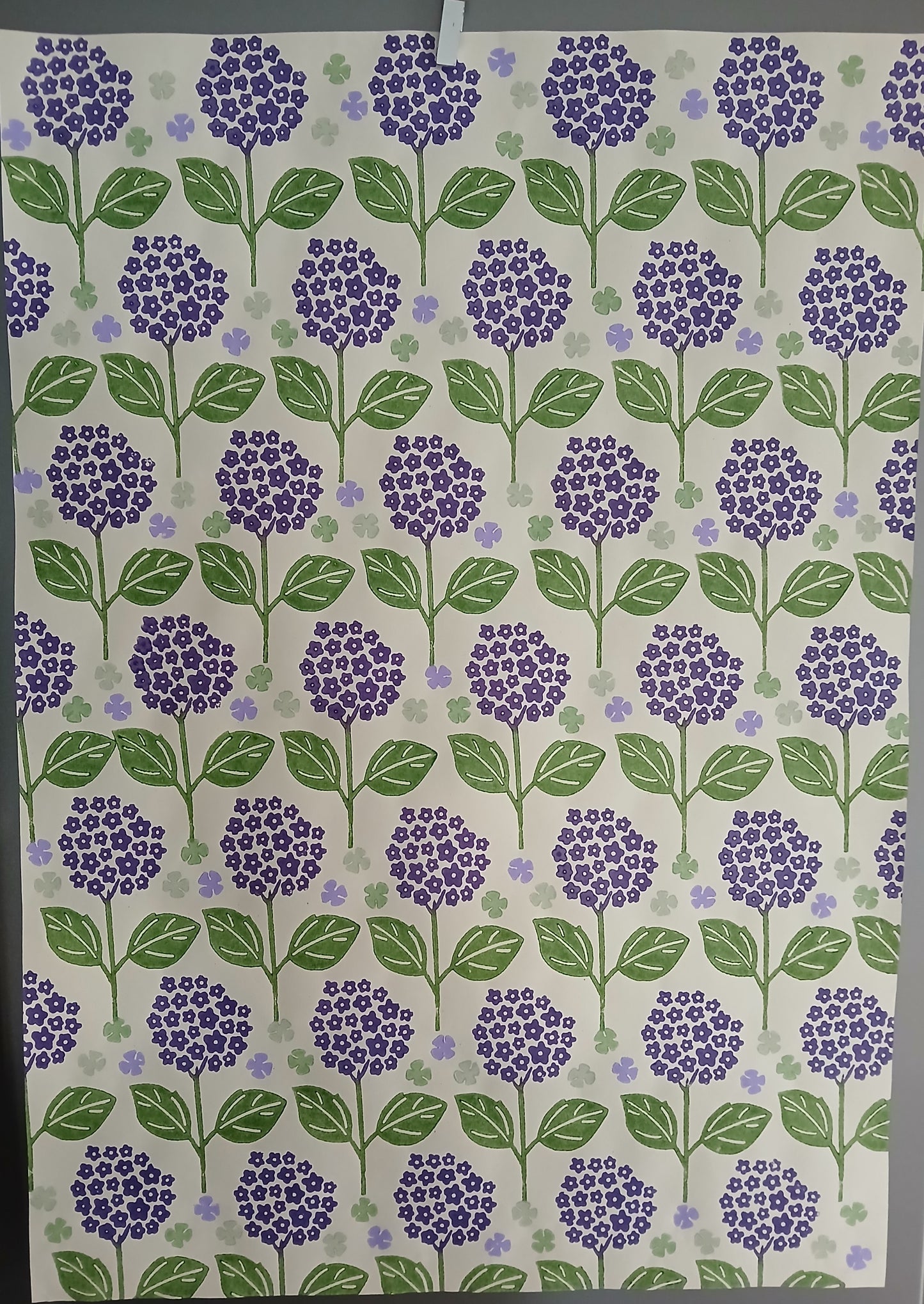Hydrangeas Style 2 in Purple & Green wrapping paper