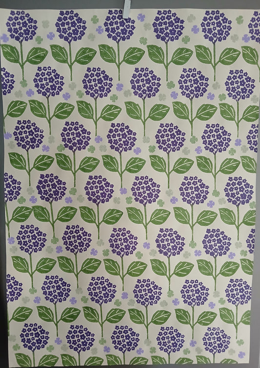 Hydrangeas Style 2 in Purple & Green wrapping paper
