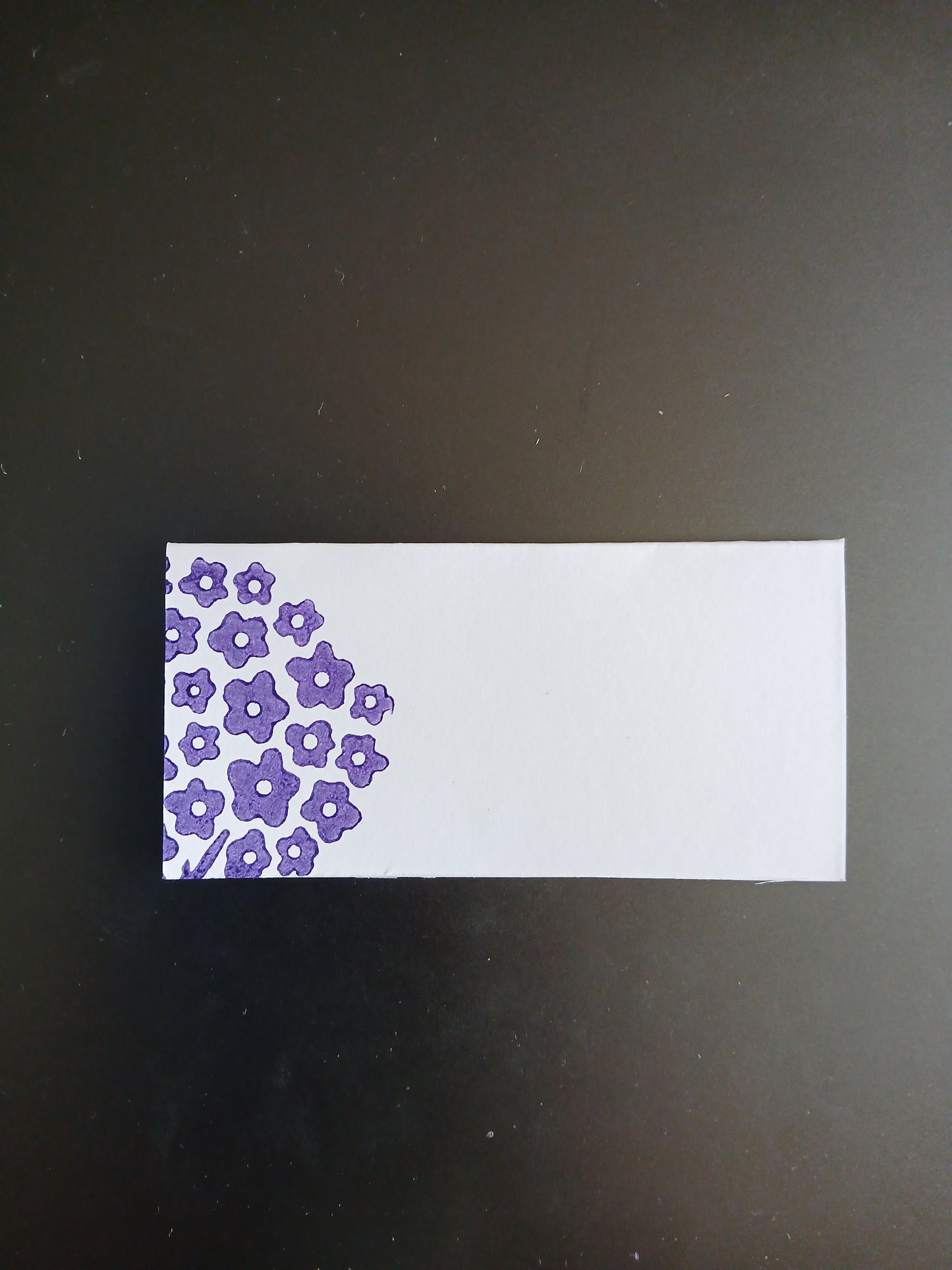 Hydrangea in Purple on rectangle white place card