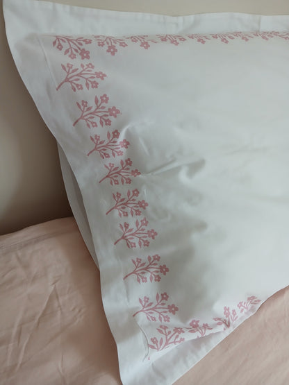 Flower Bunch in Rose on white Oxford pillowcases