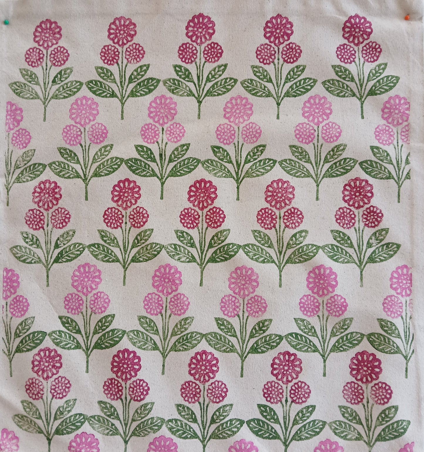 Marigolds Style 1 in Pink, Raspberry & Green cushion cover