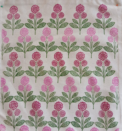 Marigolds Style 1 in Pink, Raspberry & Green cushion cover