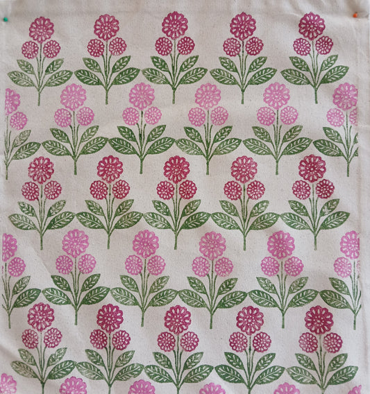 Marigolds Style 1 in Pink, Raspberry & Green cushion cover