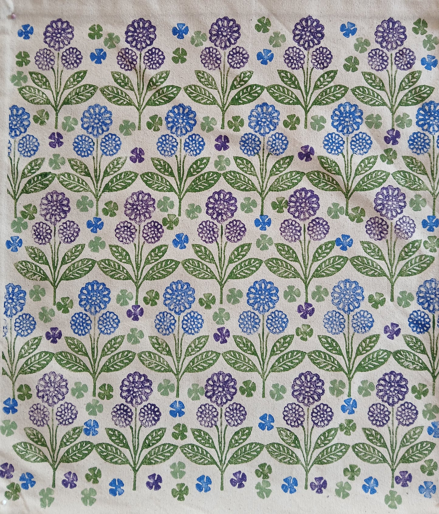 Marigolds Style 2 in Purple, Brilliant Blue & Green cushion cover