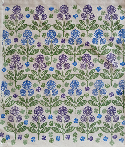 Marigolds Style 2 in Purple, Brilliant Blue & Green cushion cover