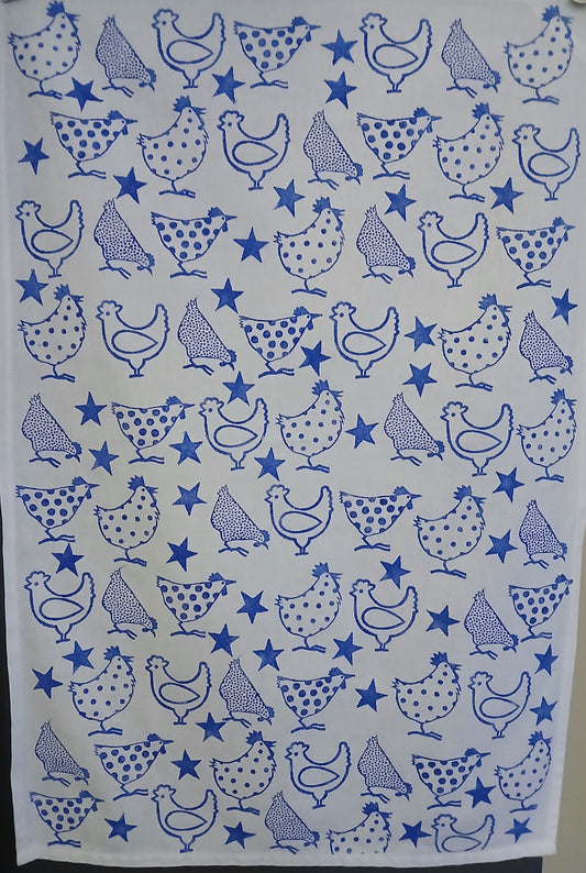 Chickens on cotton teatowel