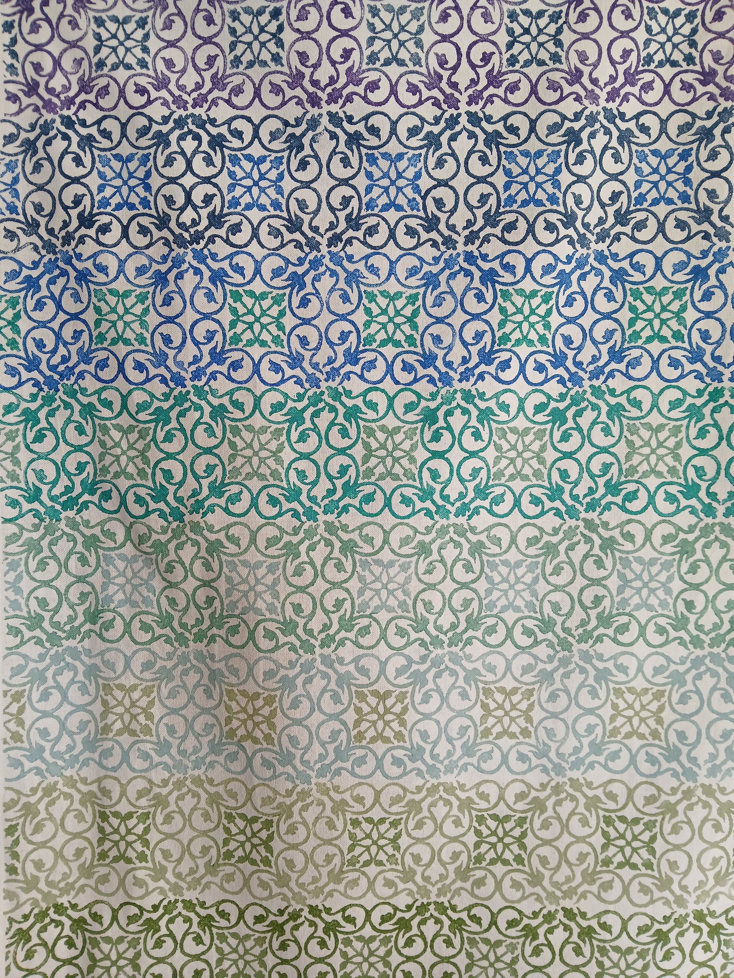 Patterned Tile in multi-colours on cotton teatowel
