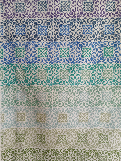 Patterned Tile in multi-colours on cotton teatowel