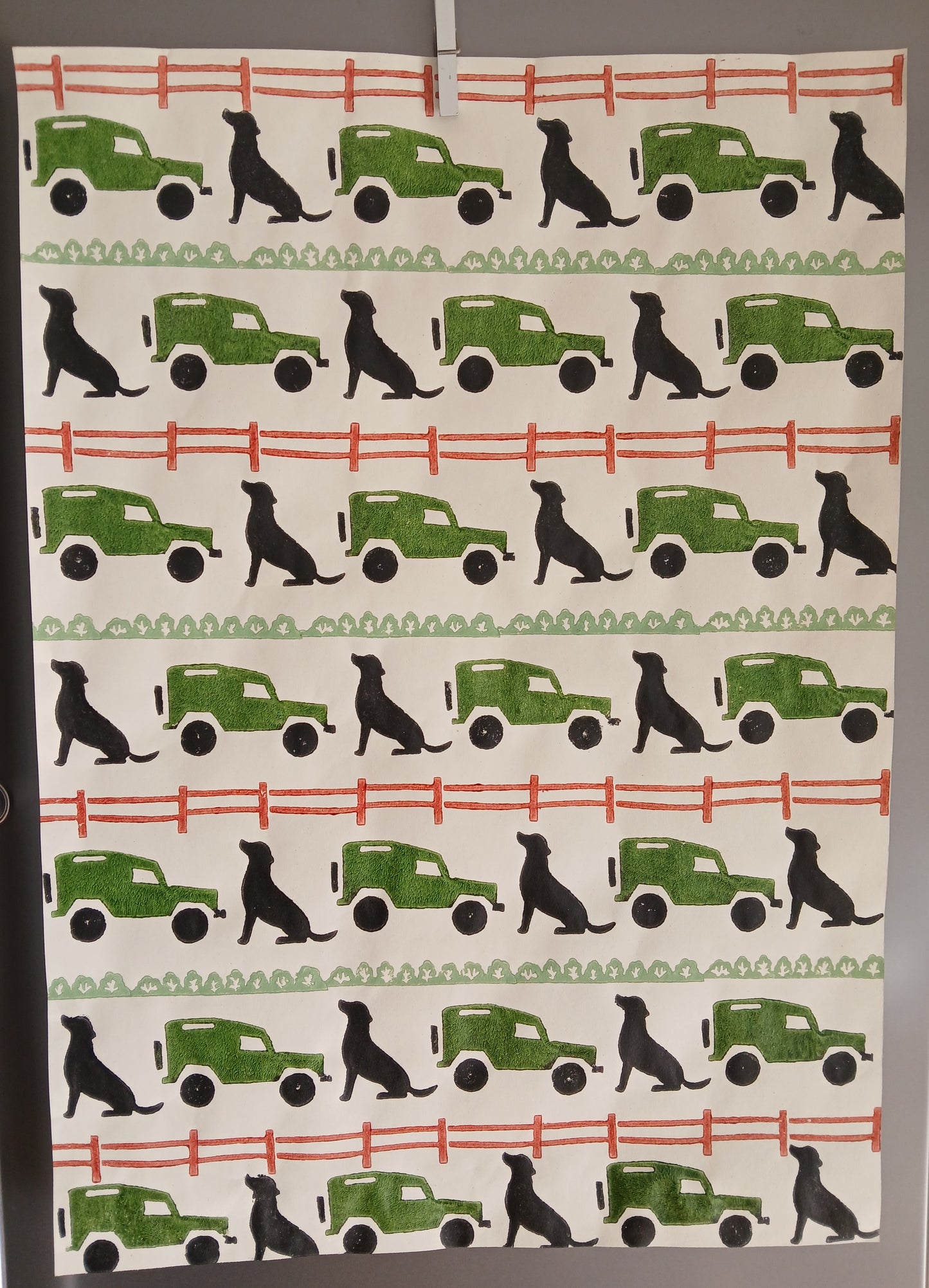 Labradors & Landrovers wrapping paper