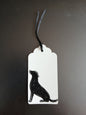 Labrador in Black on oblong white gift tag with ribbon