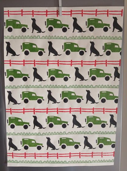 Labradors & Landrovers wrapping paper
